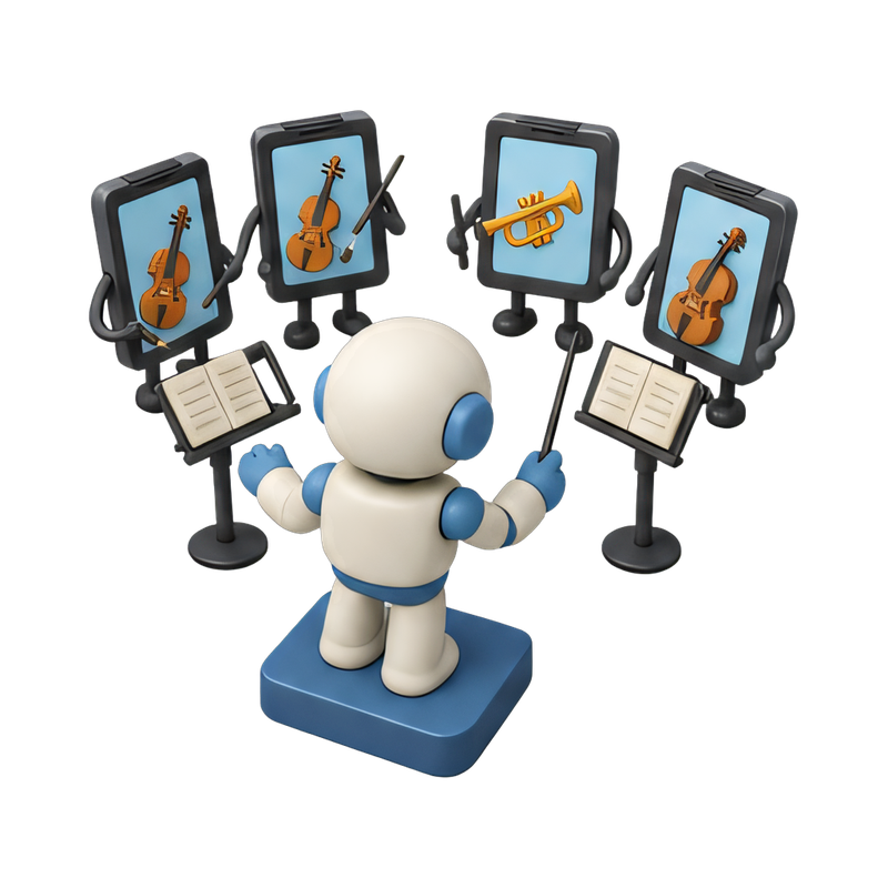 robot conductor leading tablets