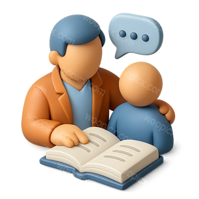 3D Mentor Icon with Book and Speech Bubble