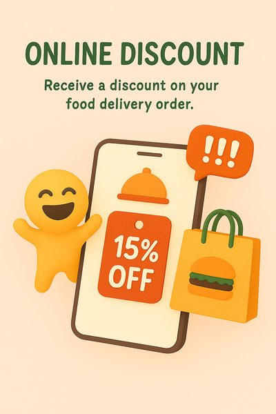 Whimsical Food Delivery Discount Promotion Graphic