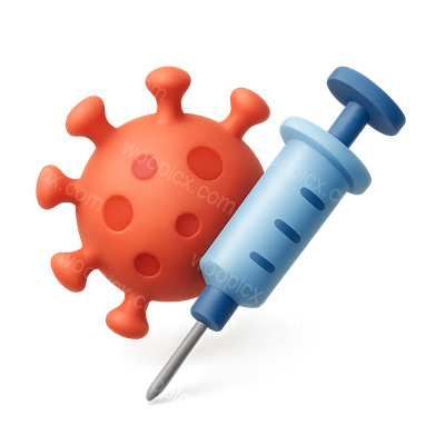 3D Virus Icon with Syringe in Isometric View