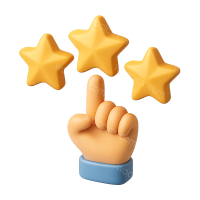 3D Icon of Stars with Finger Gesture in Isometric View
