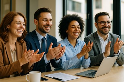 Group of Professionals Applauding in a Business Meeting