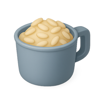 Realistic Blue Mug Filled with Creamy Food