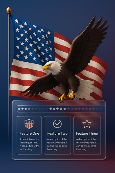 3D Illustration of American Flag with Eagle and Feature Blocks