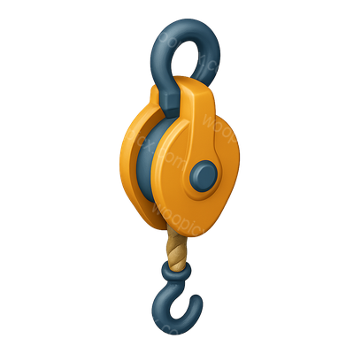 Stylish 3D Pulley Icon with Rope in Isometric View