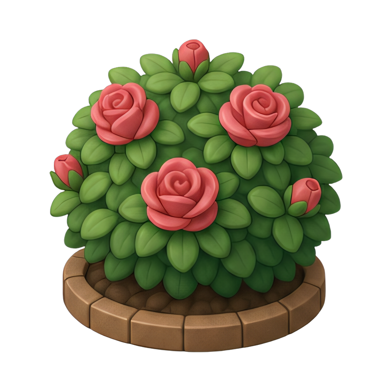 neatly trimmed rose bush