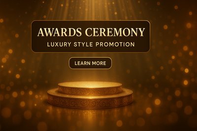 Elegant Awards Ceremony Promotion Graphic with Golden Accents
