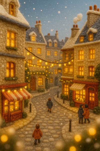 Whimsical Winter Scene in Le Marais, Paris