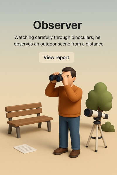 3D Observer Illustration with Binoculars and Outdoor Scene