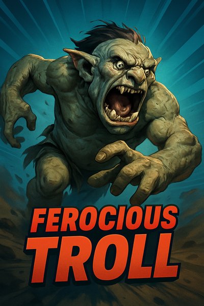 Dynamic Illustration of a Ferocious Troll in Action