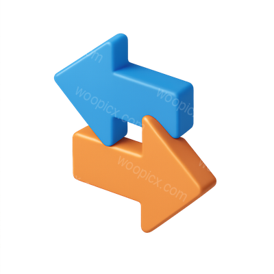 3D Icons of Opposing Arrows in Isometric View