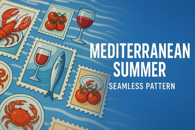 Seamless Pattern Design Featuring Mediterranean Elements