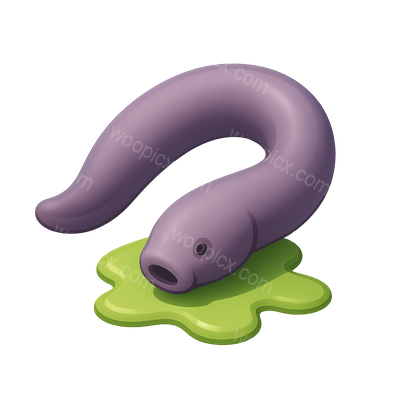 Stylized 3D Hagfish Slime Icon with Isometric View
