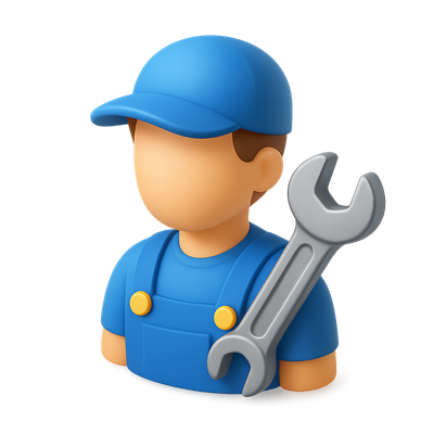 Stylized 3D Auto Mechanic Icon with Wrench