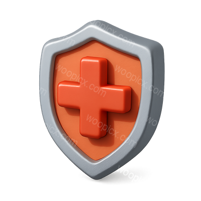 3D Cross Badge Icon with Volumetric Design