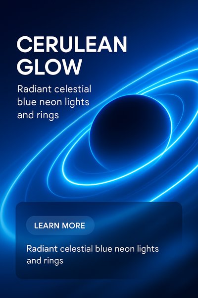 Celestial Blue Neon Light Graphic with Rings