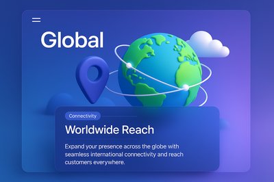 3D Illustration of Global Connectivity with Earth and Features