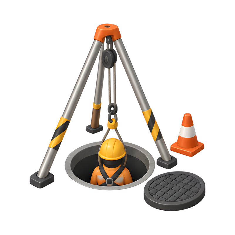 tripod setup for manhole rescue