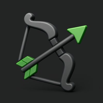 Stylized 3D Game Icon Featuring Bow and Arrows