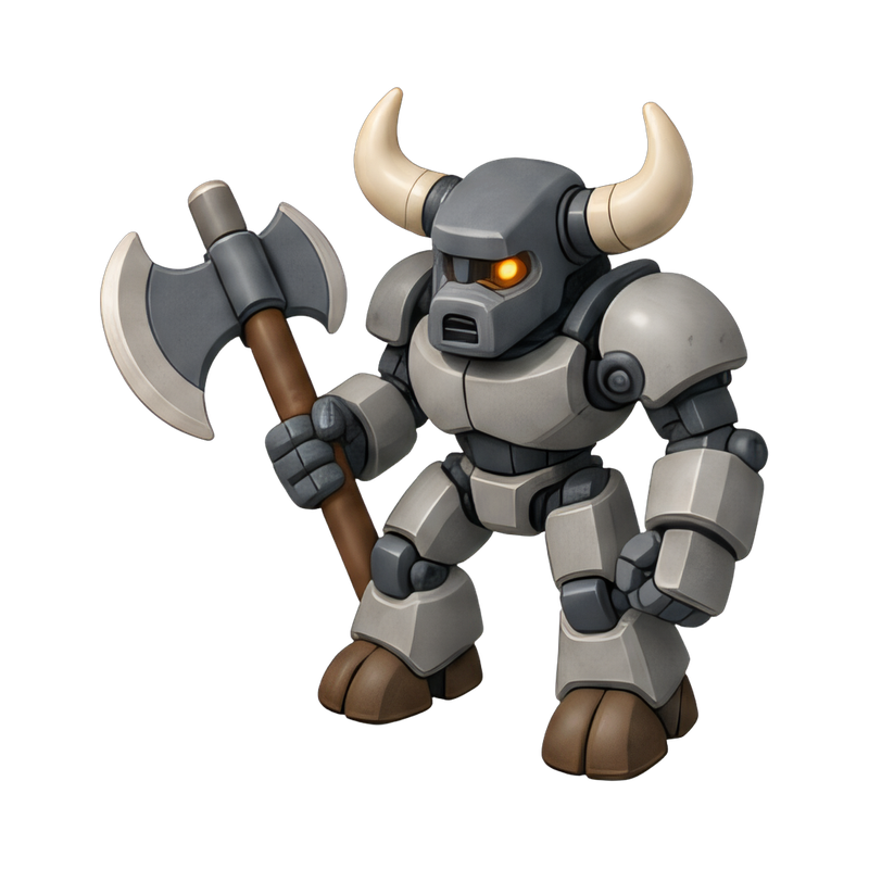 robotic minotaur with axe
