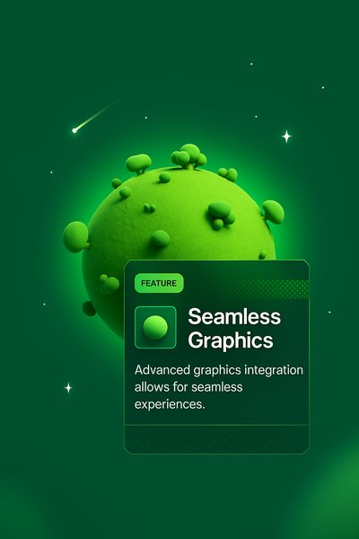3D Illustration of a Small Green Planet with Integrated Features