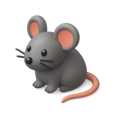 Cute 3D Mouse Icon with Isometric Design