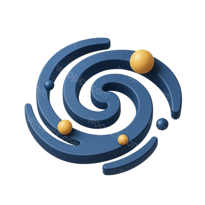 Stylized 3D Spiral Galaxy Icon with Volumetric Elements