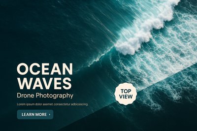 Stunning Aerial View of Ocean Waves with Splashing Water