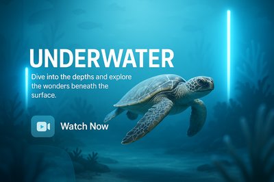 Underwater Exploration Graphic Featuring Sea Turtle