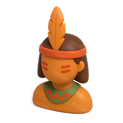 Stylized 3D Tribal Culture Icon with Volumetric Feel