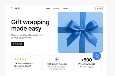 Modern Landing Page Design Featuring Gift Wrapping Service