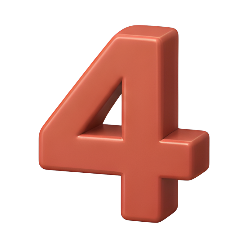 Digital number four in focus