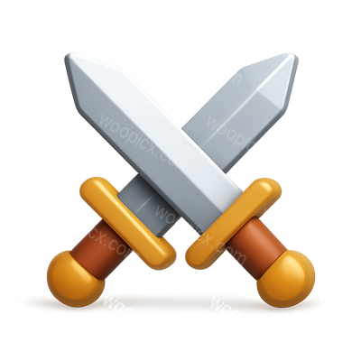 3D Crossed Swords Icon with Volumetric Design