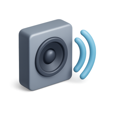 Stylish 3D Speaker Icon with Sound Waves