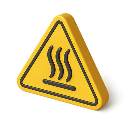 3D Steam Warning Icon with Volumetric Effect