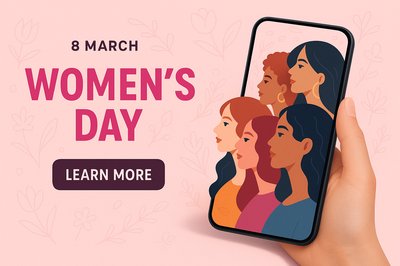 Celebratory Women's Day Banner with Multi-Faceted Design