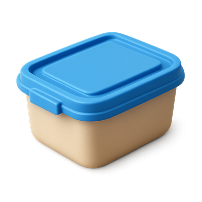 Stylish 3D Food Container Icon with Blue Lid