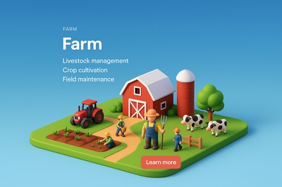 Detailed 3D Farm Scene with Characters and Activities