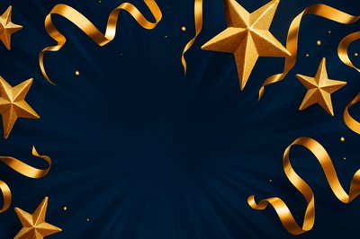 Festive Christmas Background with Stars and Ribbons