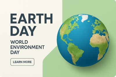 Modern Earth Day Design with Geometric Blocks and Typography