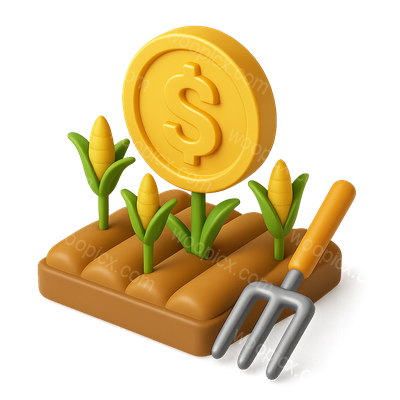 3D Yield Farming Icon with Corn and Dollar Sign