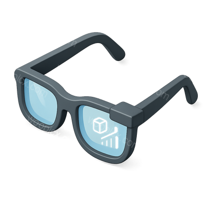 Stylish 3D AR Glasses Icon with Transparent Background