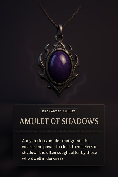 Amulet of Shadows - Enchanted Jewelry with Dark Mystique