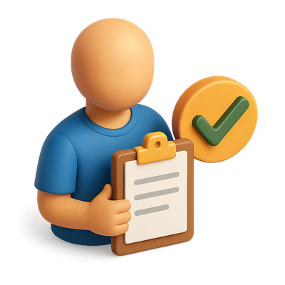 3D Icon of a Continuity Coordinator with Checklist