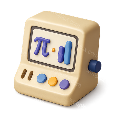 Stylized 3D Probabilistic Computer Icon with Colorful Elements