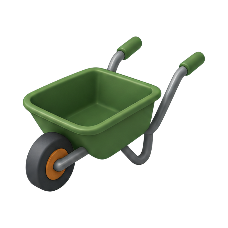 garden wheelbarrow in use