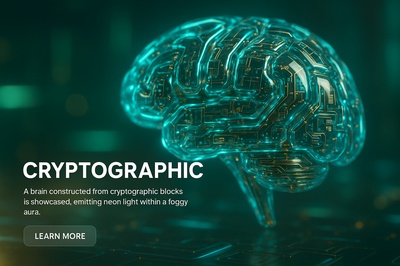 Hyperrealistic Cryptographic Brain with Neon Glow