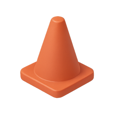 Simple Orange Traffic Cone on a White Background