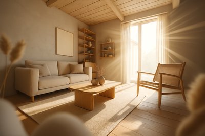 Dynamic Japandi Style Living Room Interior Design