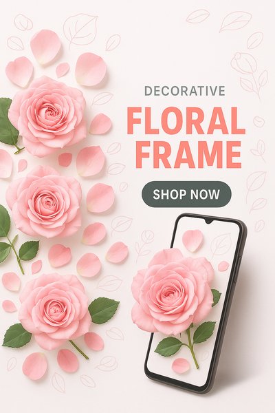 Stylish Floral Tech Fusion Banner with Pink Roses